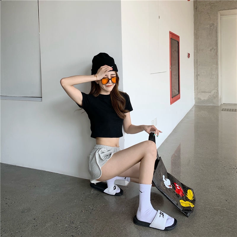 Áo Thun Croptop Tay Ngắn Dáng Ôm Thời Trang Mùa Hè Cho Nữ