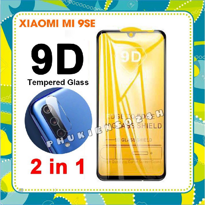 Kính cường lực Mi 9SE full màn full keo + Cường lực bảo vệ camera Mi 9SE
