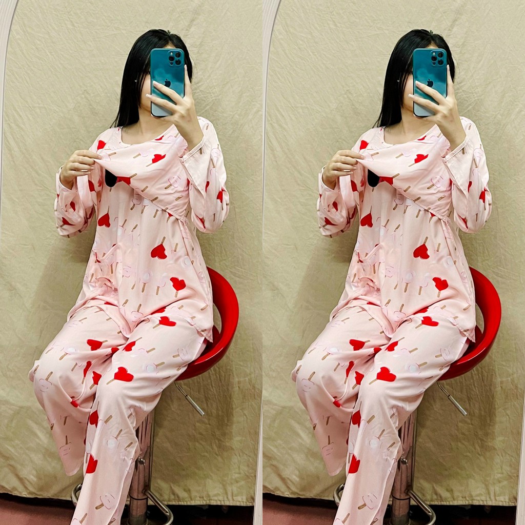 Bộ đồ bầu và sau sinh thời trang mặc nhà BAA3091 chất lanh