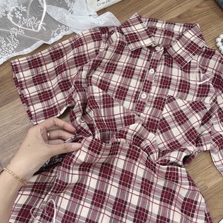 ĐẦM SƠMI CARO CỘT EO