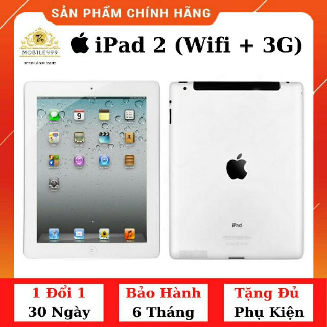 Máy Tính Bảng iPad 2 (Wifi + 3G) 16/32/64GB Chính Hãng - Zin Đẹp 99%