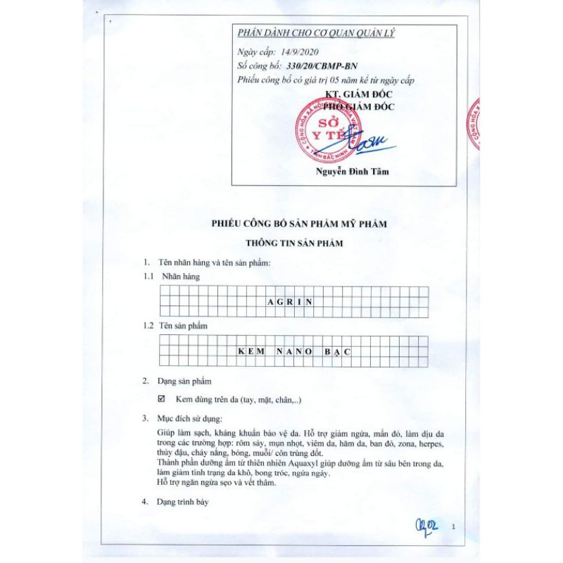 Kem em bé Nano Bạc Agrin _ Dưỡng ẩm,làm dịu vết rôm sảy, hăm tã,chàm sữa,vết muỗi,côn trùng cắn _ tuýp 25g