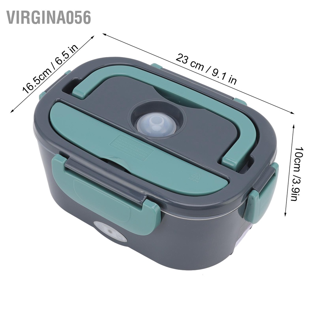 Virgina056 Hộp cơm điện 40W Sưởi ấm Dung tích 1.5L đựng bằng thép không gỉ 2 Cáp sạc cầm tay Tay hâm nóng