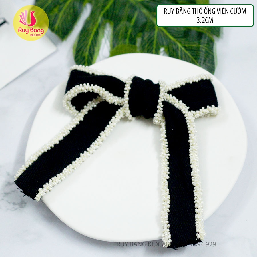 Ruy băng thô ống viền cườm 3.2cm RB2222