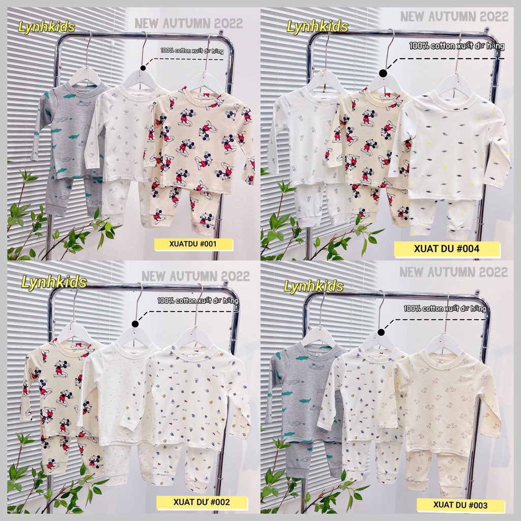 SET 3 BỘ COTTON XUẤT DƯ DÀI TAY BÉ TRAI