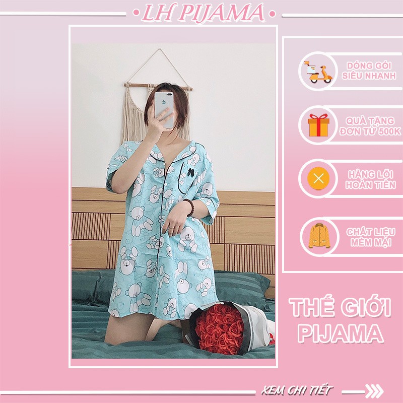 [ Hót Deal Chào Hè Chỉ Từ 49k] Đầm Ngủ Lụa Nữ Mặc Nhà Pijama Kate Thái Cao Cấp Nơ Túi Họa Tiết Dễ Thương Freesezi40-60kg