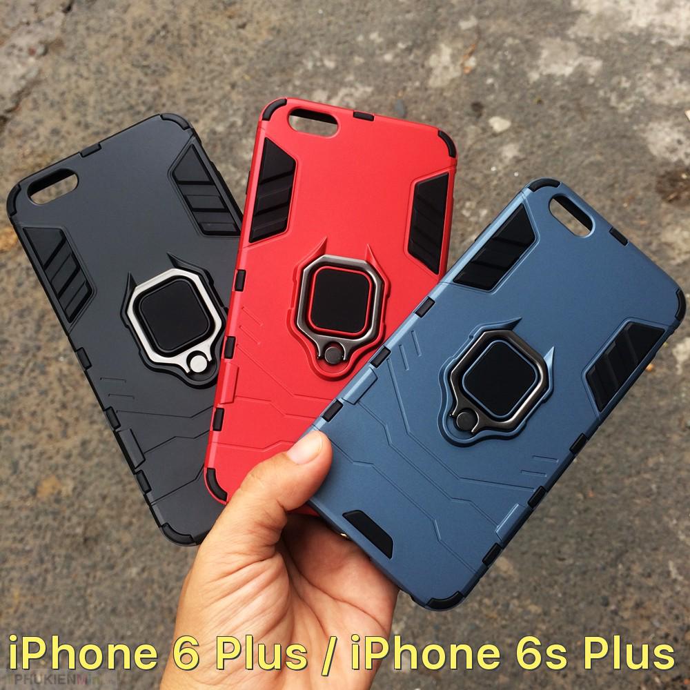 Ốp lưng iron man chống sốc viền dẻo kèm ring chân chống xoay 360 độ, lưng hít từ tính gắn xe hơi, ô tô iPhone 6 Plus ...