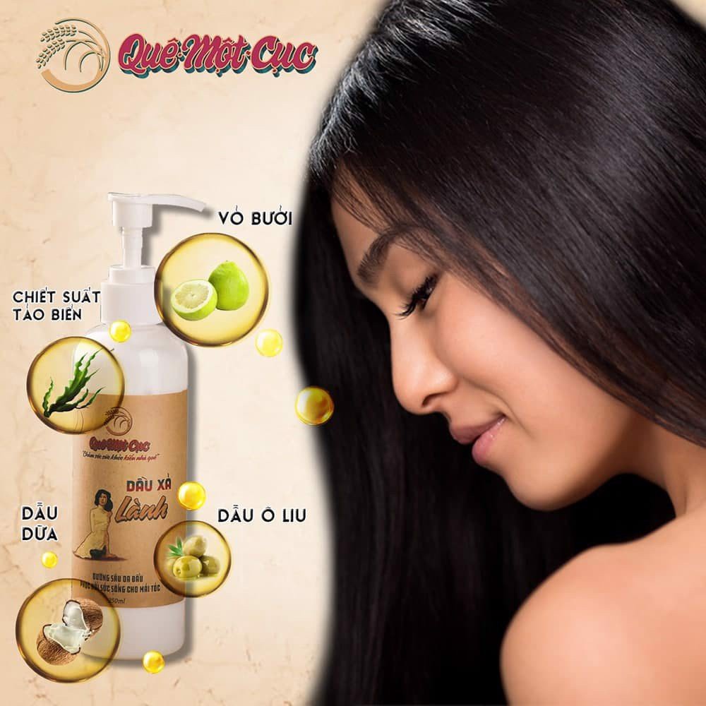 Combo dầu gội bồ kết và dầu xả lành thiên nhiên giúp tóc mềm mượt chắc khoẻ QUÊ MỘT CỤC sạch gàu nấm ngứa 500ml và 250ml