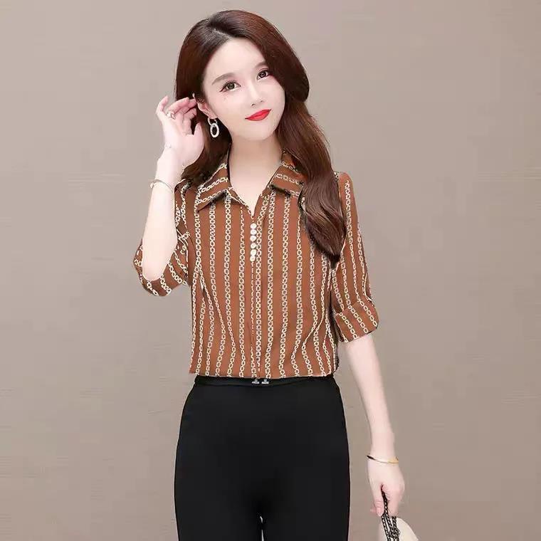 Áo sơ mi chiffon thời trang cho phụ nữ trung niên