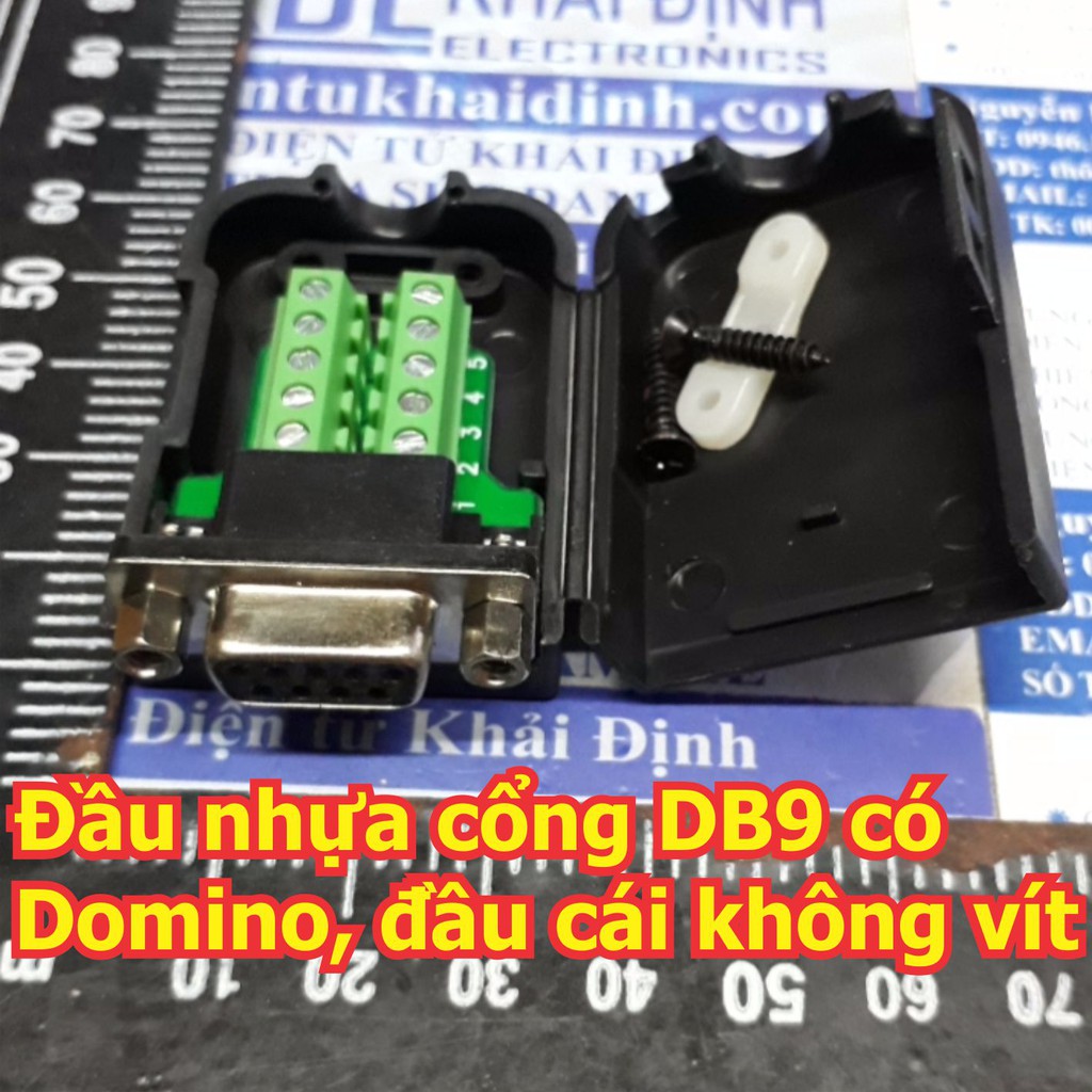 đầu nhựa cổng DB9, RS232, cổng COM có Domino giúp kết nối nhanh, không hàn, đầu cái, có vít kde5501