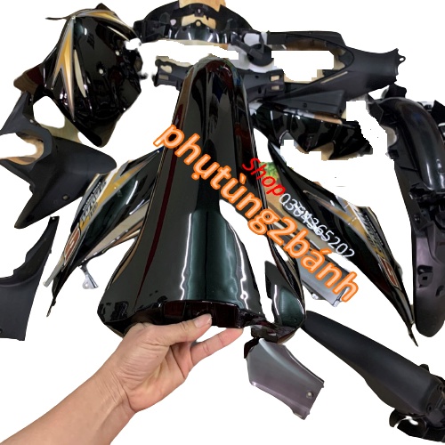 Dàn áo vỏ nhựa xe WAVE S110 -WAVE RS110 MÀU ĐEN -nhựa nguyên sinh loại 1