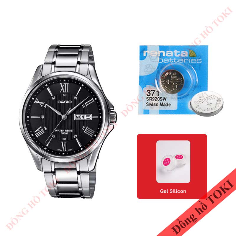 Pin thay đồng hồ đeo tay casio MTP-1384 dây da dây kim loại các màu