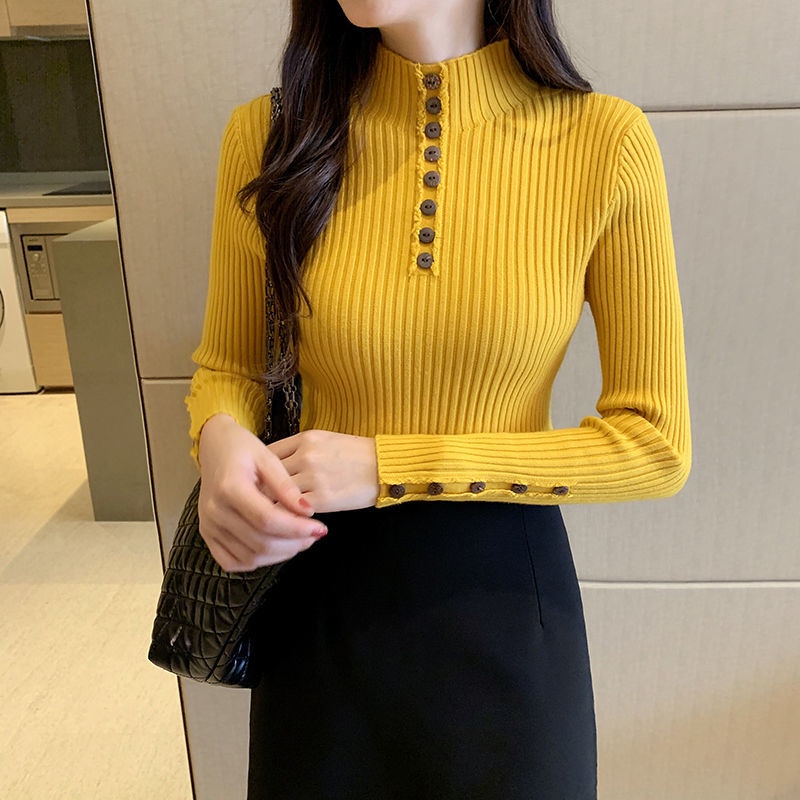 Áo Sweater Cổ Lọ Dáng Ôm Phong Cách Hàn Quốc Thời Trang Thu Đông Mới Cho Nữ