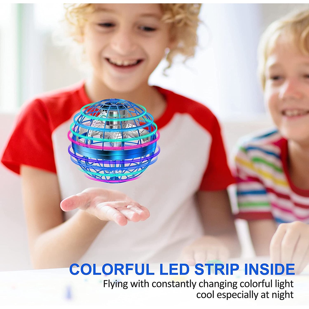 Đồ Chơi Quả Cầu Bay Điều Khiển Từ Xa Có Đèn RGB Xoay 360 Độ° Đĩa Bay UFO Xoay An Toàn Cho Trẻ Em Và Người Lớn