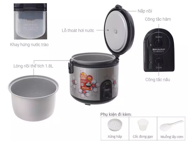 Nồi Cơm Điện Sharp KS-NR191STV - Hàng Chính Hãng | BigBuy360 - bigbuy360.vn