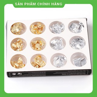 Giấy nhún vàng bạc , giấy nhún làm nail set 12 hũ