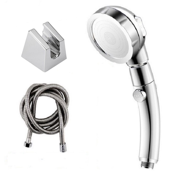 Bộ tay sen, vòi sen tắm tăng áp màu Bạc cao cấp xoay 360 độ, 3 chế độ nước phù hợp mọi thời đại- QM048