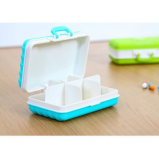Hộp đựng thuốc 6 ngăn mini tiện dụng - Hộp chia thuốc cá nhân hình vali du lịch an toàn với sức khỏe - Time365