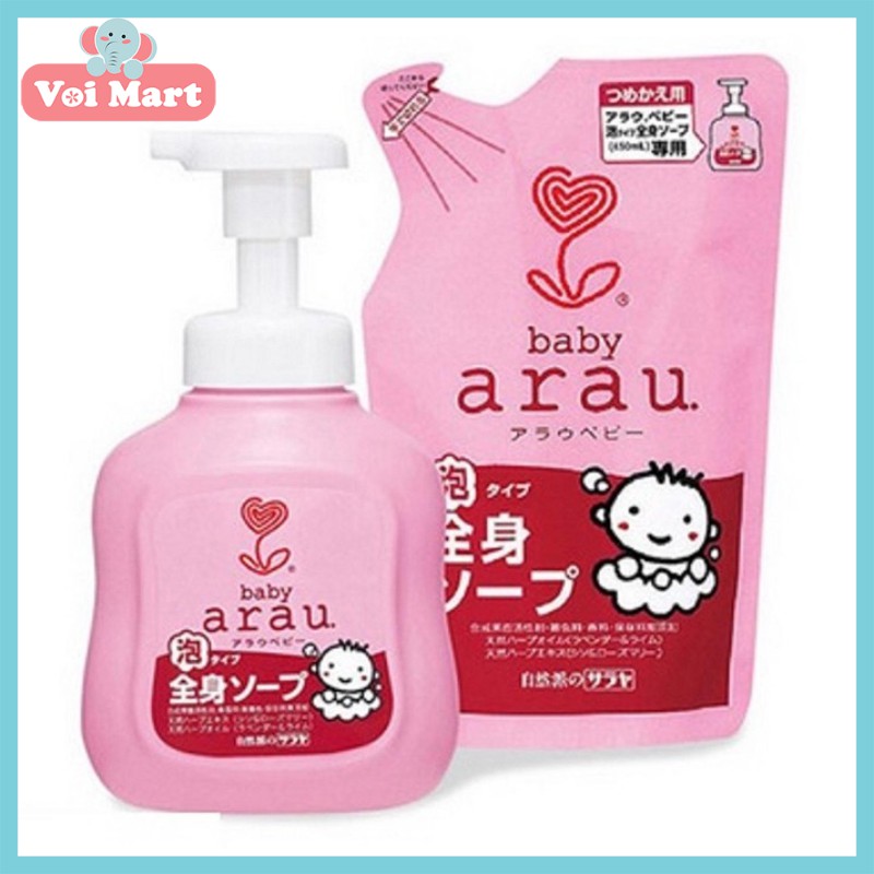 🍀🌸Bọt Tắm Gội Thảo Mộc Arau Baby chai 450ml