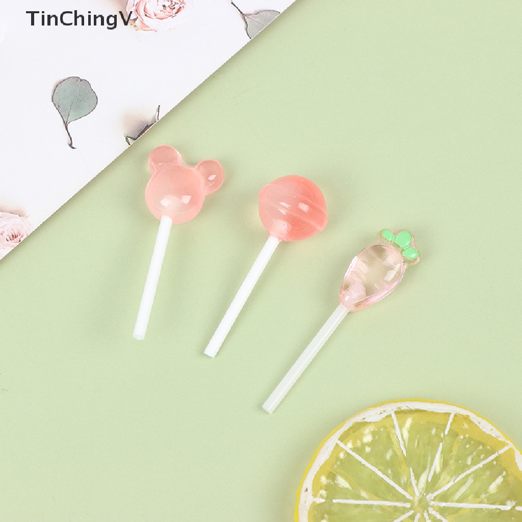 Bộ 5 Kẹo Mút Mini Bằng Nhựa Resin Dùng Trang Trí Nhà Búp Bê