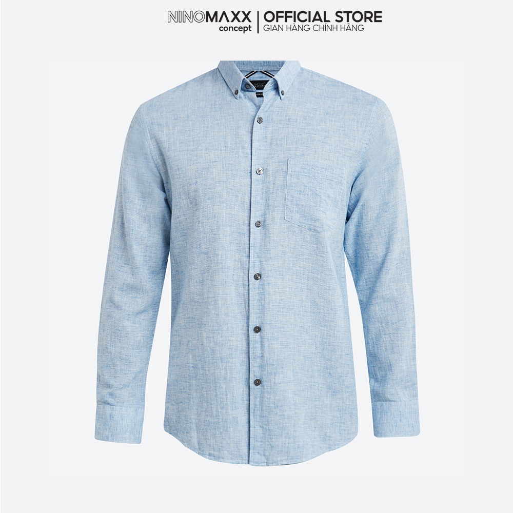 NINOMAXX Áo Sơ Mi Nam dài tay dáng slim fit vải lanh pha cotton nhiều màu 1811007