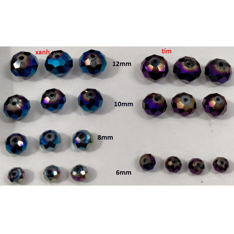 100gam hạt pha lê nhựa bánh cam lấp lánh 8mm,10mm làm vòng tay, vòng cổ, túi xách