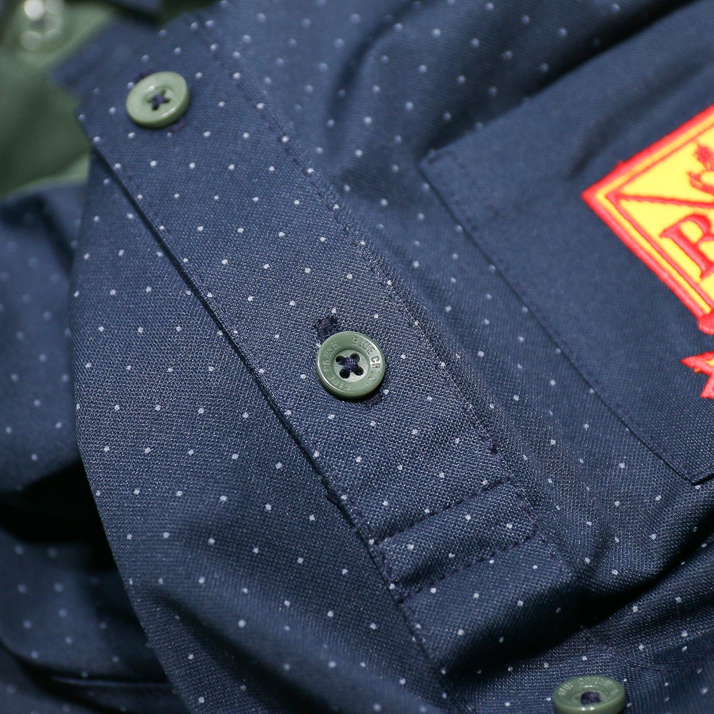 Áo Thun Polo Kiểu Sơ Mi Blue Crush Xuất Hàn Dư Xịn Xanh Navy Chấm Bi Logo Thêu