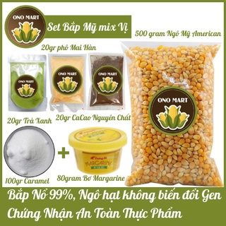 1 kg Bắp nổ Mỹ dùng làm bắp rang bơ - bắp American barn ở rạp chiếu phim - set bắp nổ vị trà xanh, vị cacao, vị phô mai
