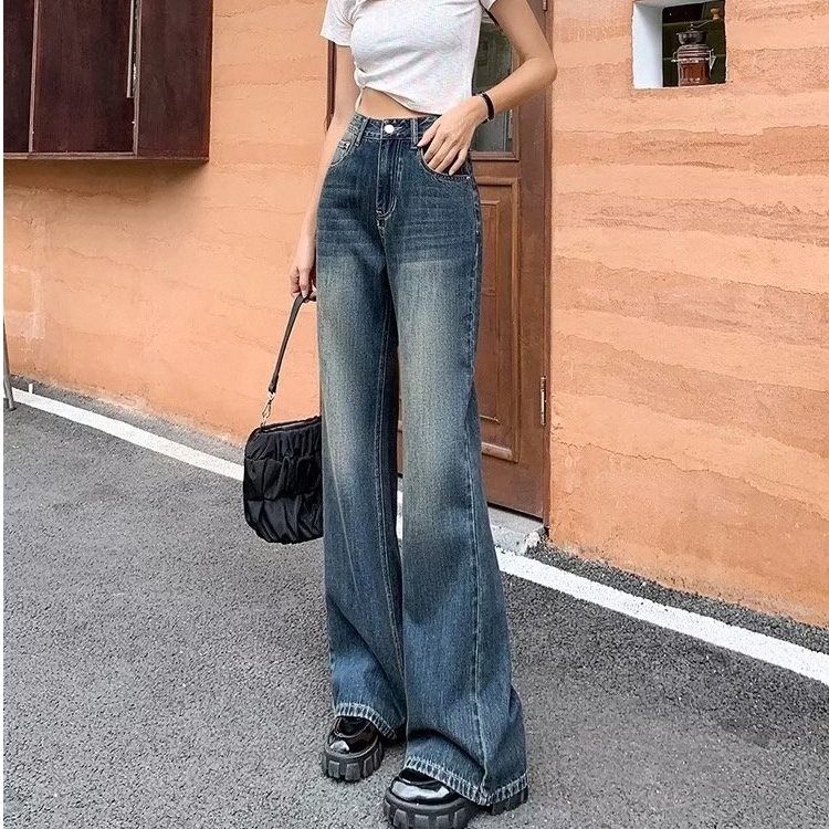 Quần Jeans Nữ Lưng Cao Ống Rộng Thời Trang Hàn Quốc