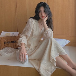 Váy đẹp🌸FREESHIP🌸Váy nữ xinh dáng dài màu trắng be  tiên nữ dịu dàng phóng cách Vintage tiểu thư Pháp mẫu mới