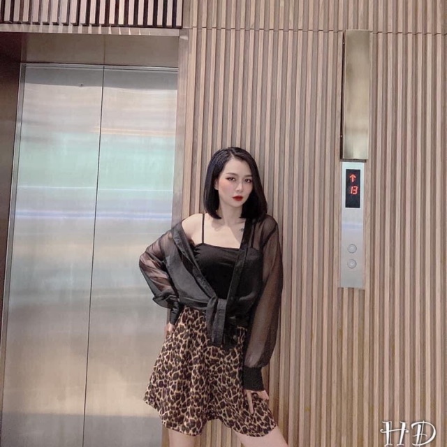 Set 3 Món Áo Hai Dây + Áo Sơ Mi Tơ + Quần Short Da Beo , Set Bộ Sơ Mi Voan 3 Món