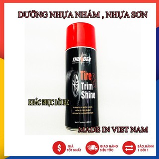 Chai xịt dưỡng nhựa nhám, vỏ xe Thunder Tire & Trim Shine 400ml chuyên làm bóng nhựa đen và vỏ xe