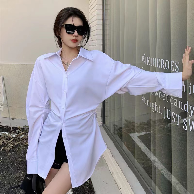 Áo Sơ Mi Nữ Tay Dài Màu Sắc Đơn Giản Plus Size