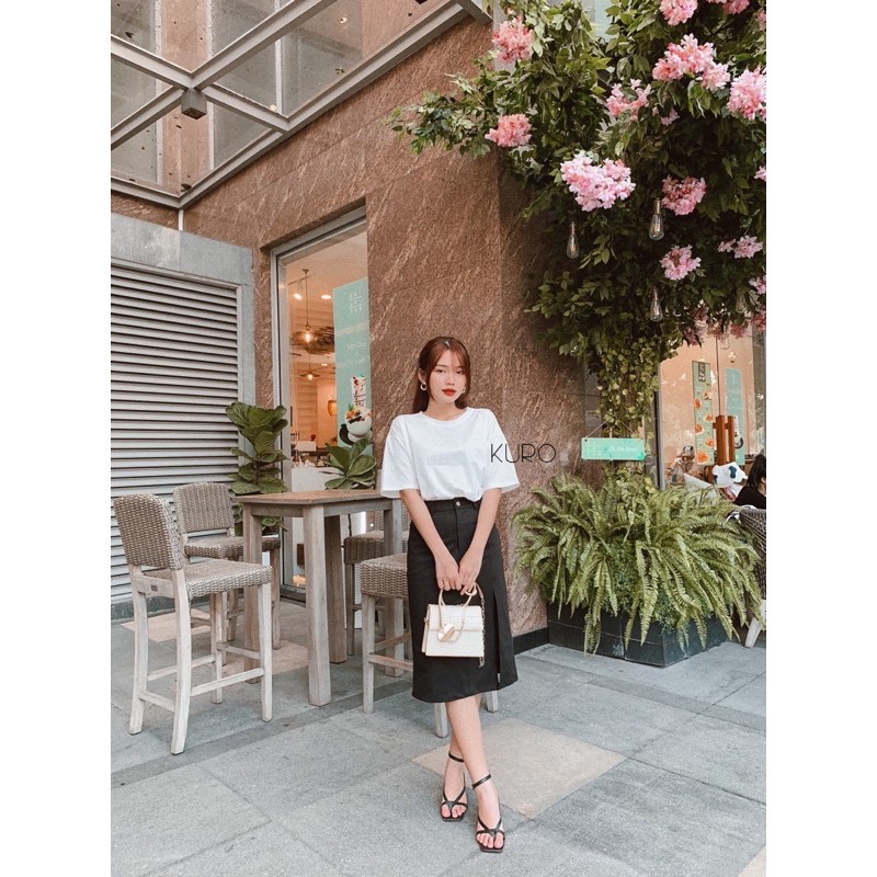 Váy kaki dài xẻ lai (2 màu)