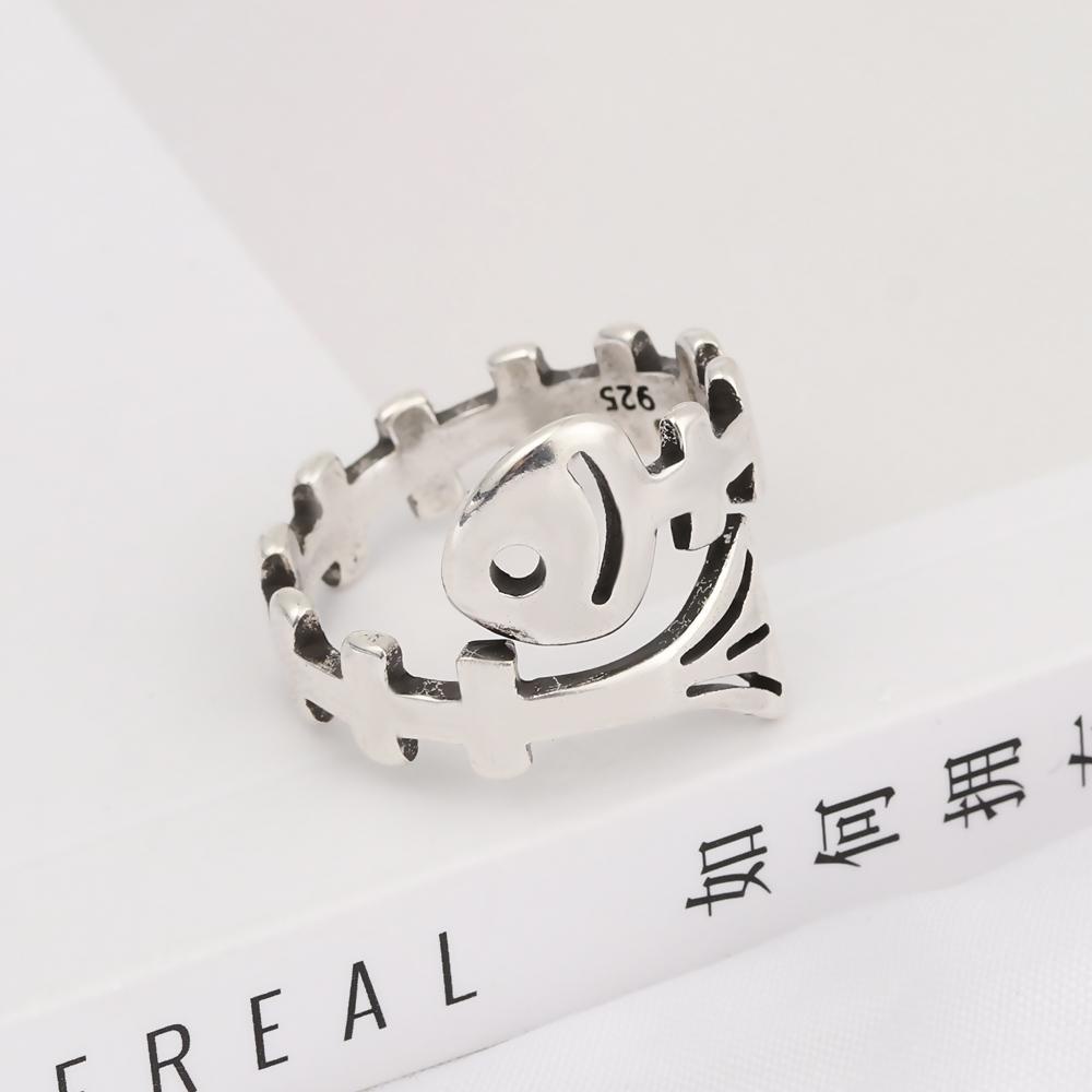 NIUYOU Nhẫn Đan Len Hình Xương Cá Có Thể Điều Chỉnh