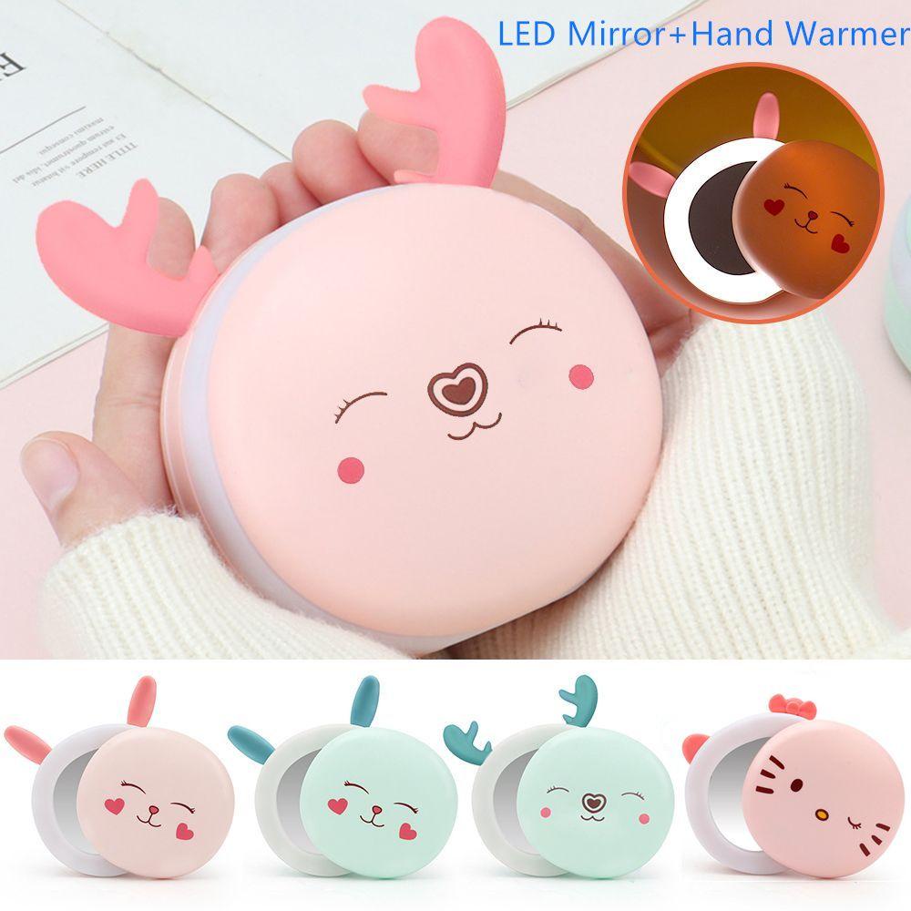 JUNE Gương Trang Điểm Mini Đa Năng Có Đèn LED Tiện Lợi