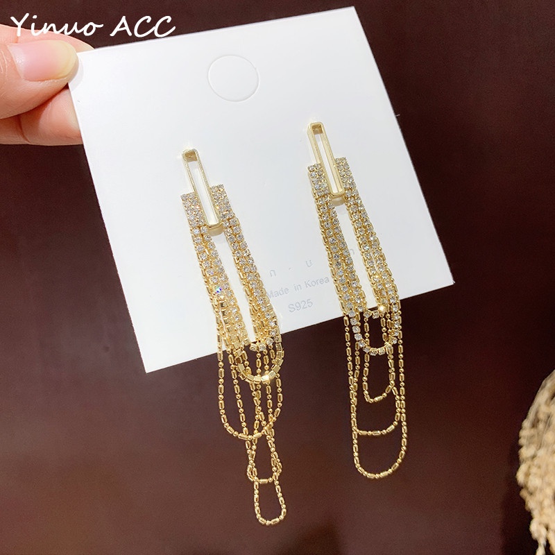 Bông Tai Mạ Bạc 925 Hình Chữ U Dáng Dài Thời Trang