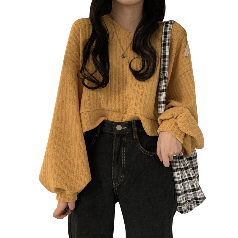 Xiaozhainv Áo sweater Dệt Kim Tay Dài Dáng Rộng Kiểu Hàn Quốc Thời Trang Cho Nữ | BigBuy360 - bigbuy360.vn