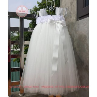 Đầm tutu cho bé ❤️FREESHIP❤️ Đầm tutu trắng 3d nơ dài