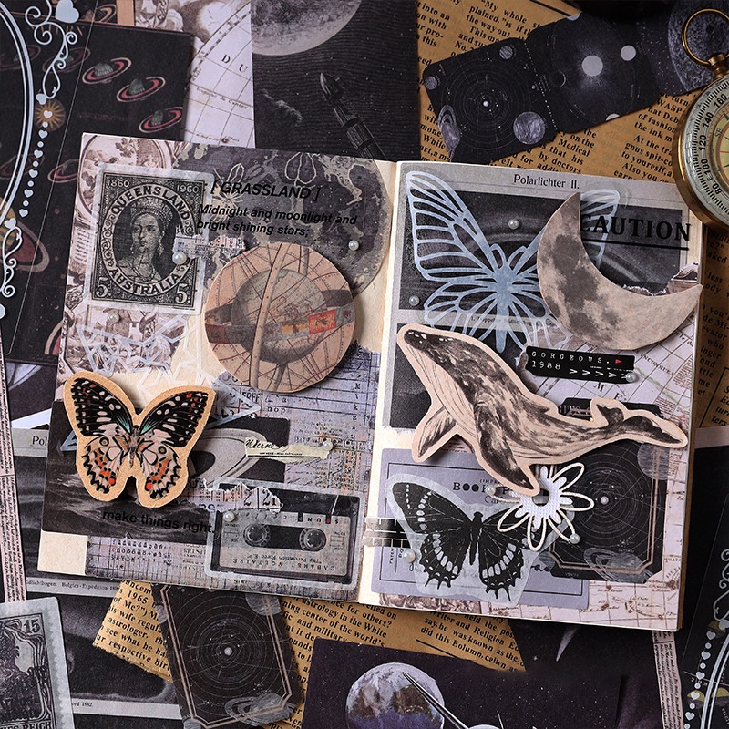 Bộ 100 Sticker Dán Trang Trí Sổ Lưu Niệm Theo Phong Cách Vintage