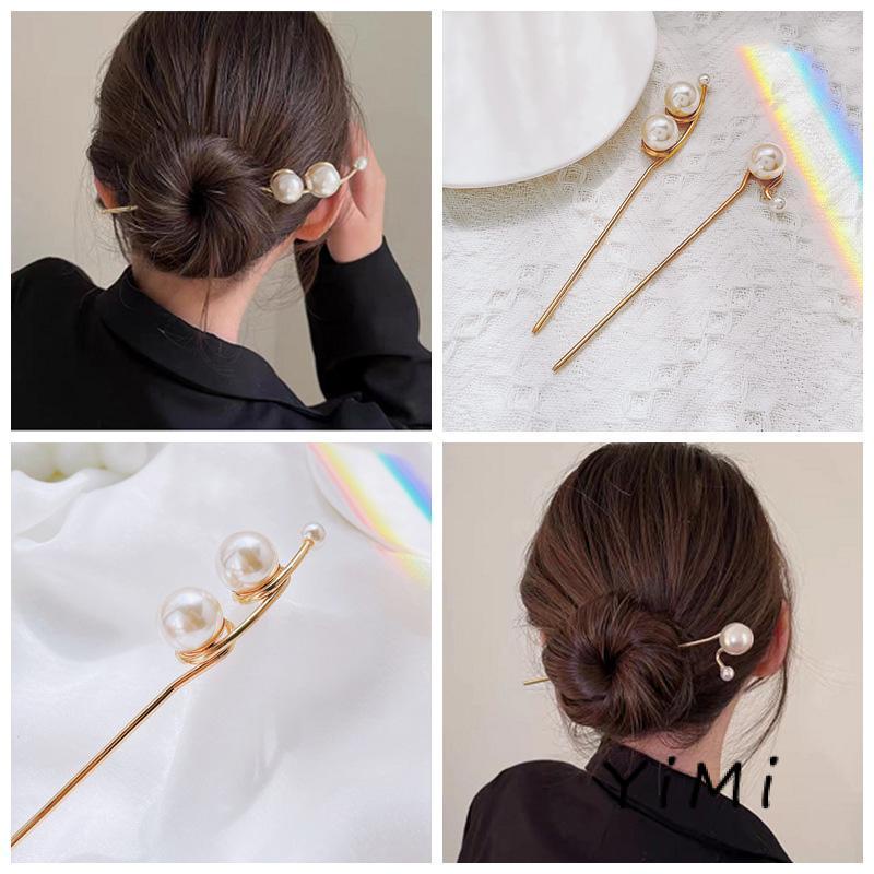 Trâm Cài Tóc Chữ U Đính Ngọc Trai Phong Cách Vintage