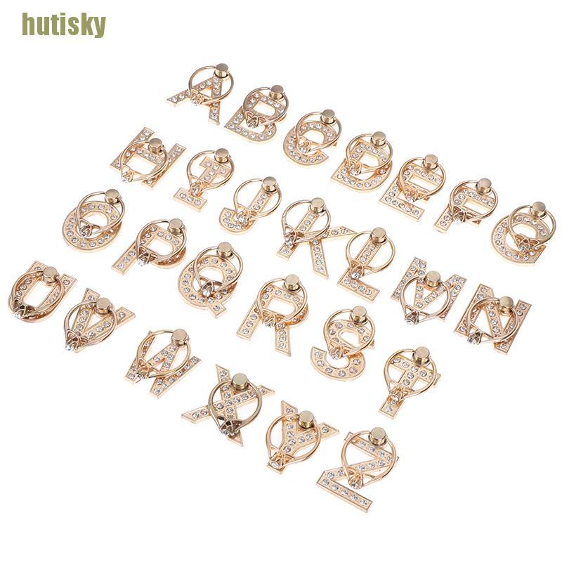 hutisky Diamond metal letter finger ring smartphone stand holder mobile phone holder CDH