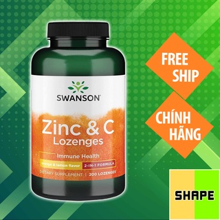 Swanson Premium- Zinc & C Lozenges [200 Viên] - Kẹo Hương Cam & Chanh - Tăng Sức Đề Kháng