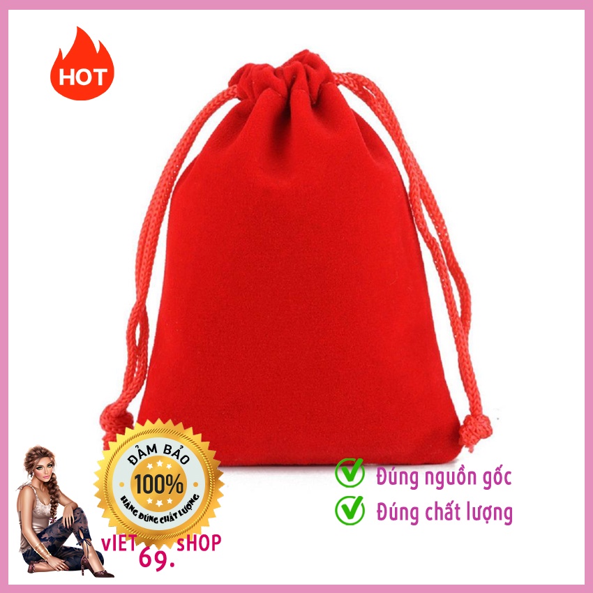 Túi nhung màu đỏ, dây rút thích hợp đựng đồ cá nhân tiện dụng (Size 9x20cm)