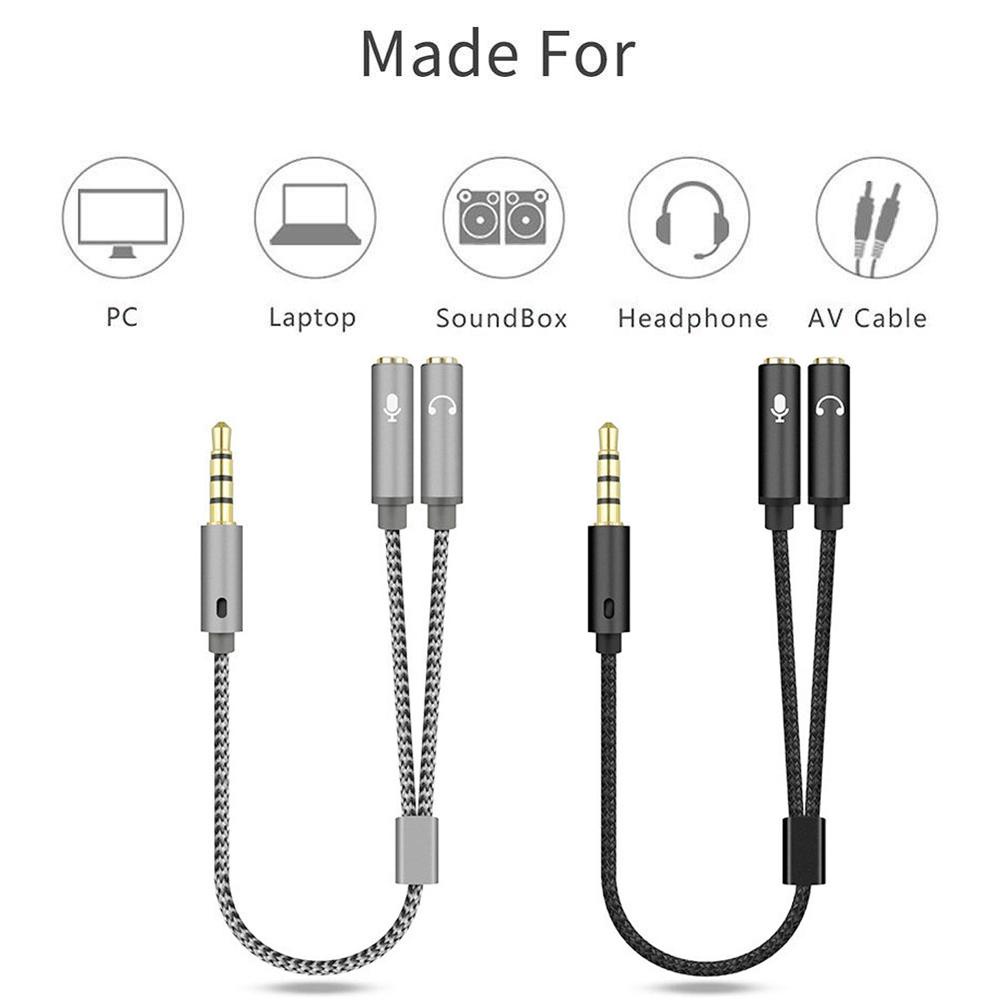 Cáp Chuyển Đổi Âm Thanh Từ 1 Đầu Cắm Sang 2 Ổ Cắm 3.5 mm Chuyên Dụng Cho Tai Nghe Mic