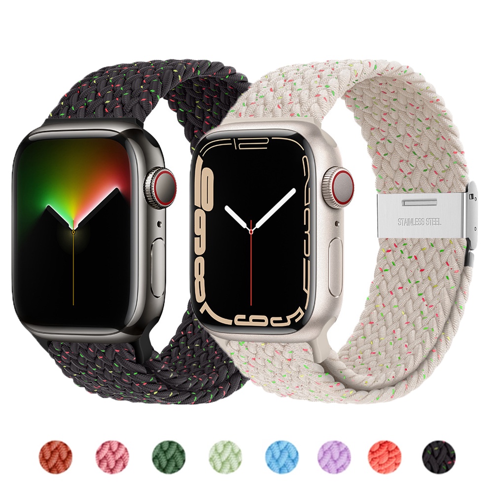 Dây Đeo Đồng Hồ Dạng Bện Bằng nylon Co Giãn Cho iwatch 44mm 40mm 45mm 41mm 42mm series 7 6 5 4 3 SE