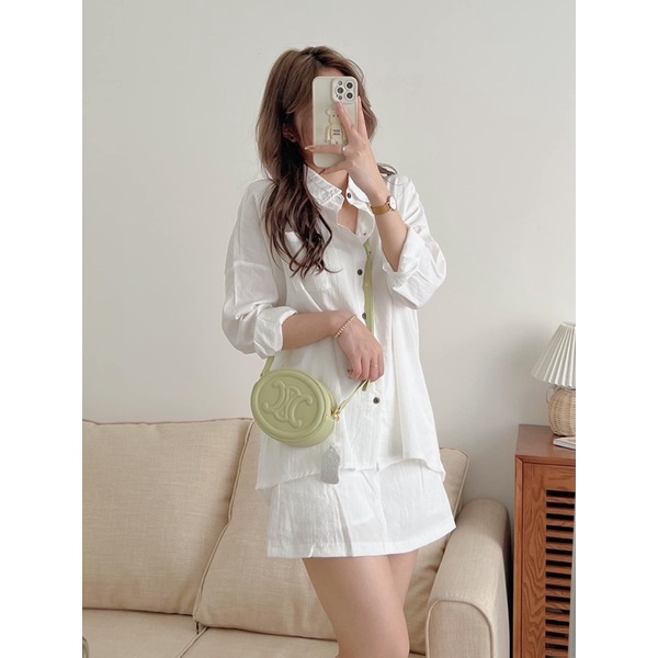 [HÀNG MỚI]SET ĐŨI 2CT ÁO SƠMI MIX CHÂN VÁY CHỮ A”DOLLY SET” siêu xinh
