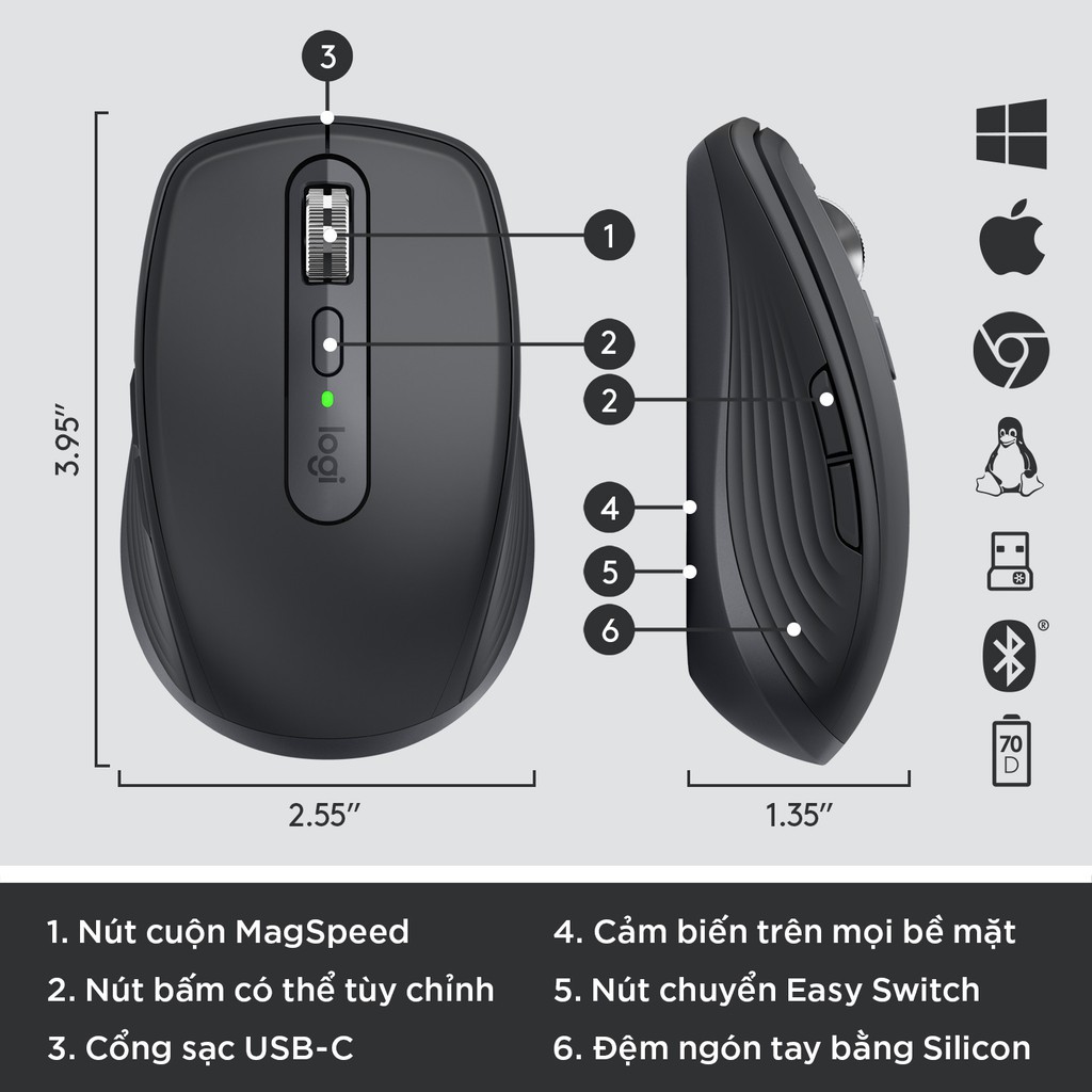 Chuột Không Dây Logitech MX Anywhere 3, MX Anywhere 3 For Mac - Hàng Chính hãng - Bảo Hành 12 Tháng