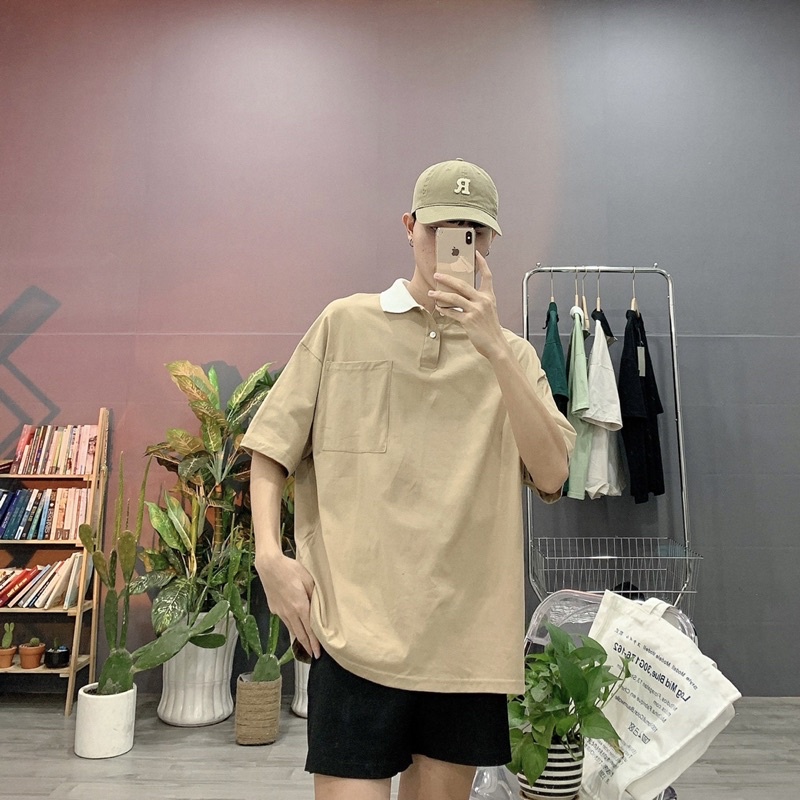 [ảnh thật] áo thun polo form rộng áo polo cotton
