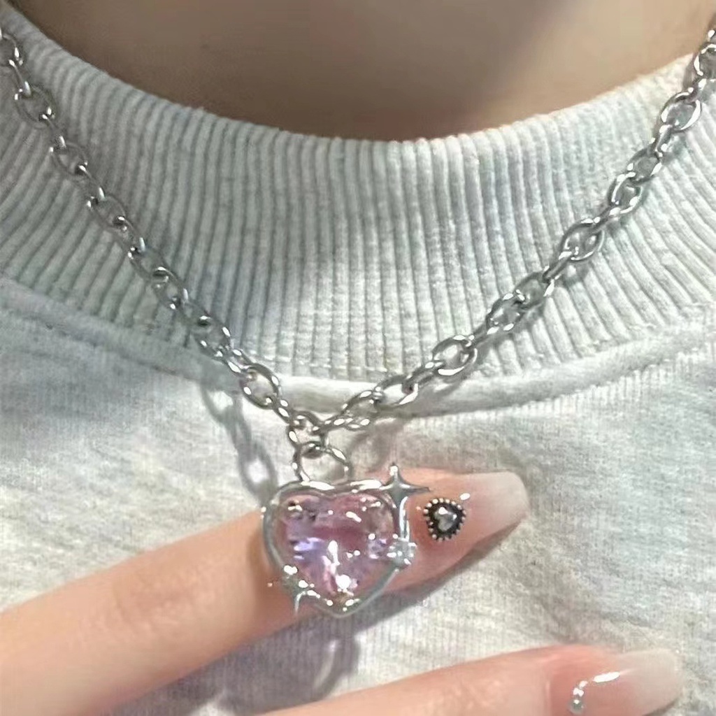 Vòng cổ Mặt Búp Bê Barbie Đính Đá Zircon Màu Hồng Đáng Yêu Mới